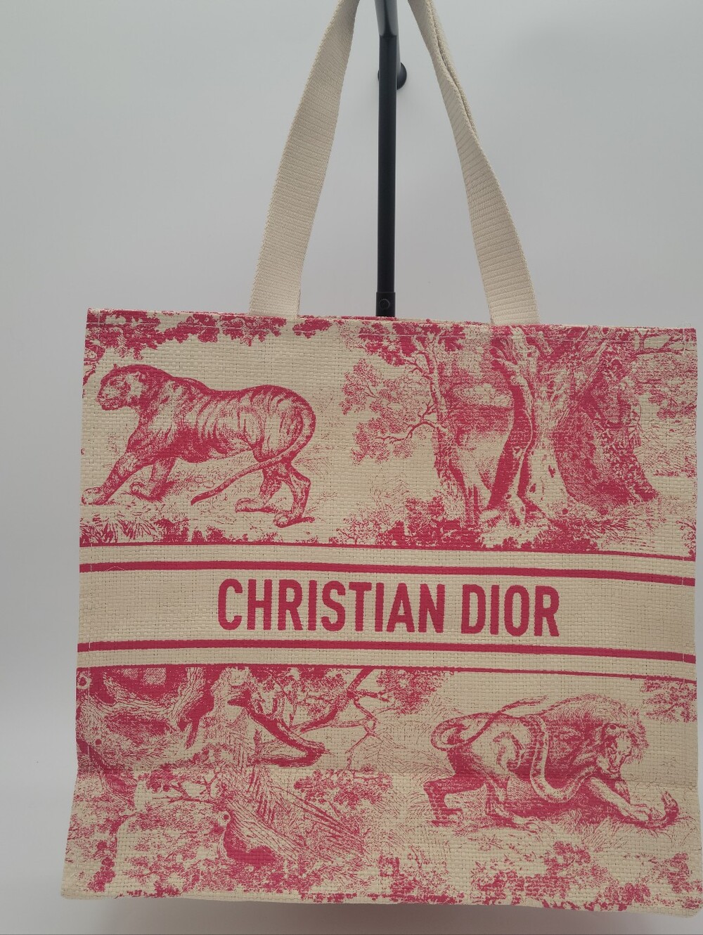 Dior Beige and Pink Toile Canvas Tote